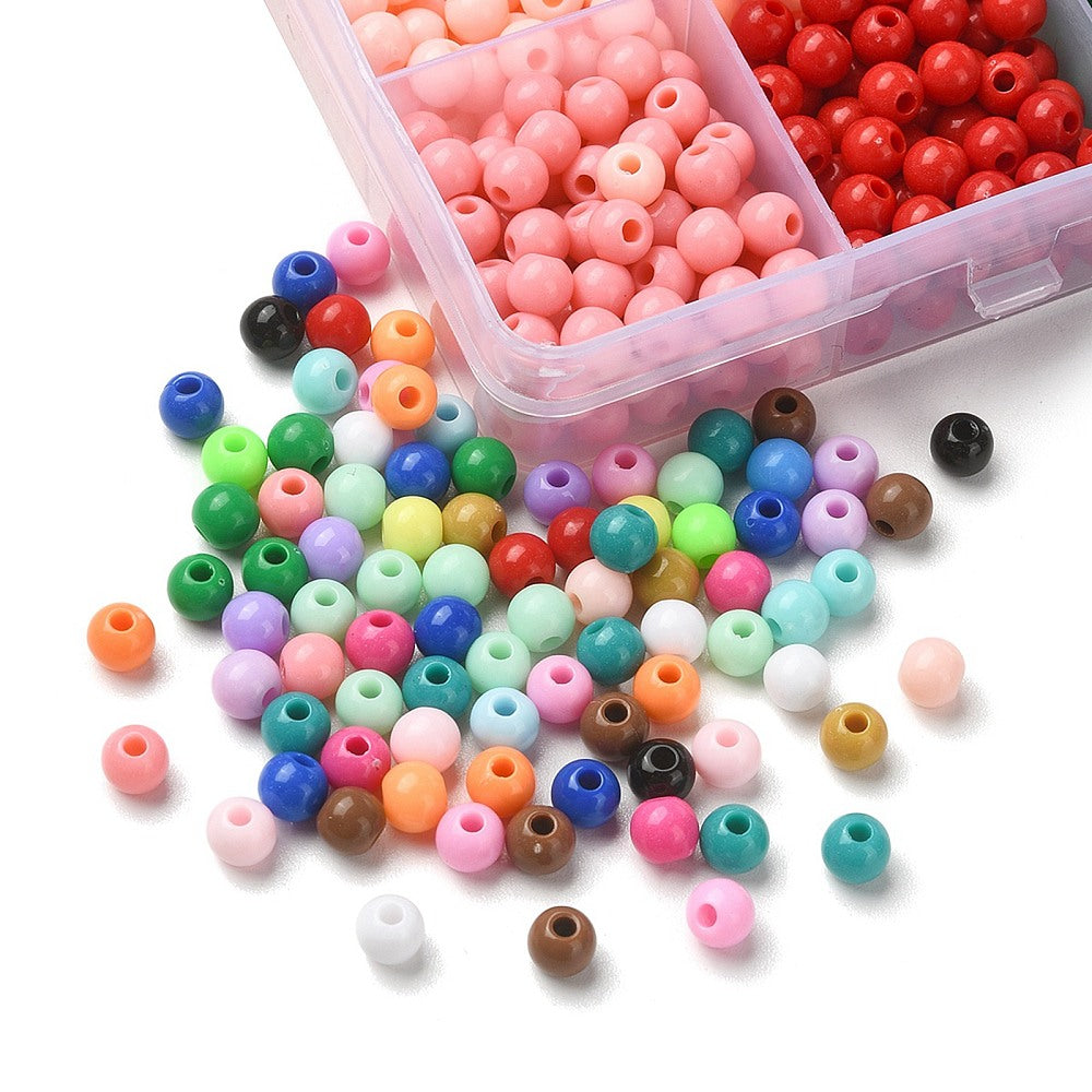 6MM Rainbow Acrylic Round Bead Set, Kit