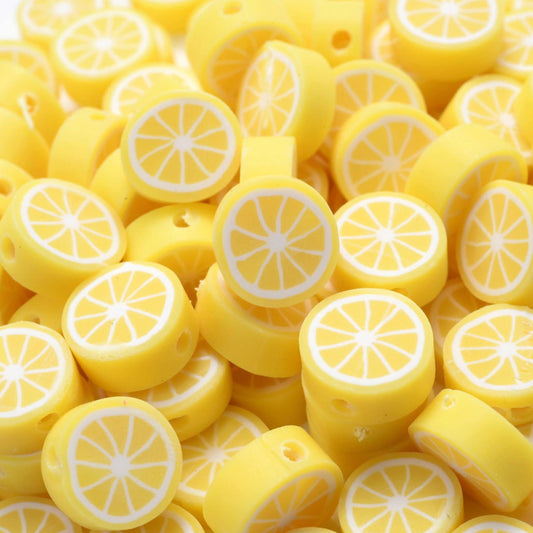 10MM Lemon Slice, Fruit Themed Polymer Clay Beads