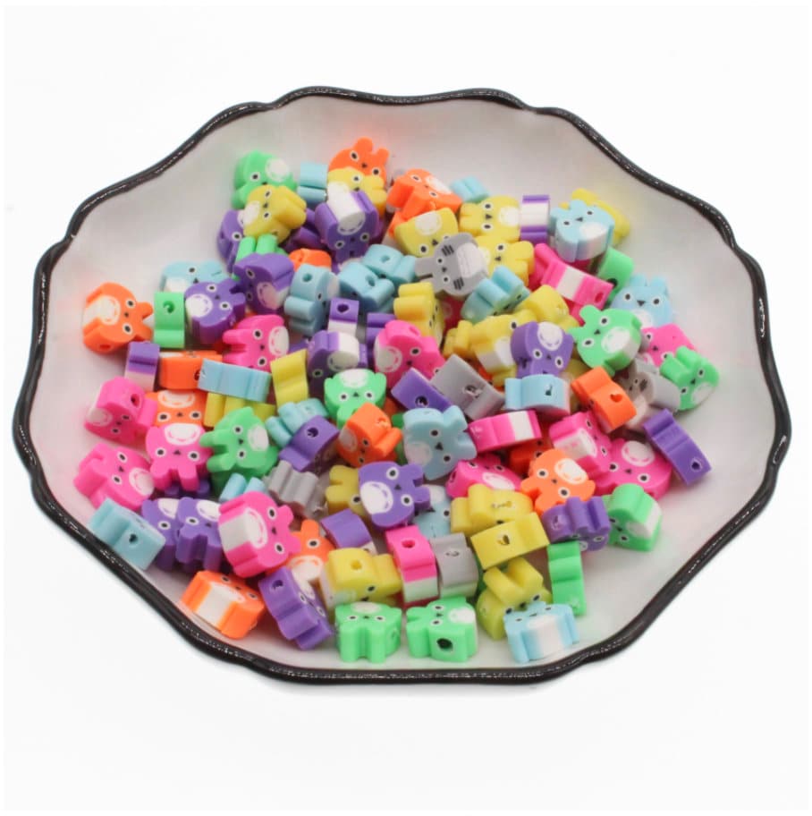 10MM Mixed Color Cat Themed Polymer Clay Beads