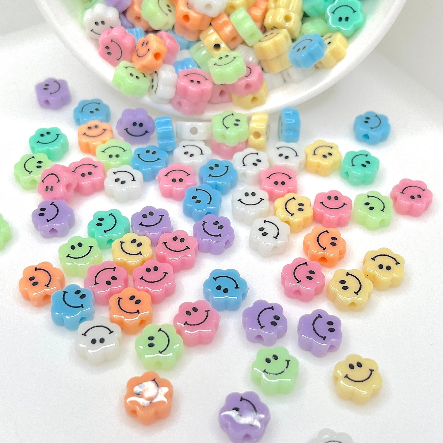 10MM Mixed Color Cloud Happy Face Beads