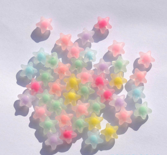 Chunky 12MM Frosted Matte Mixed Color Acrylic Star