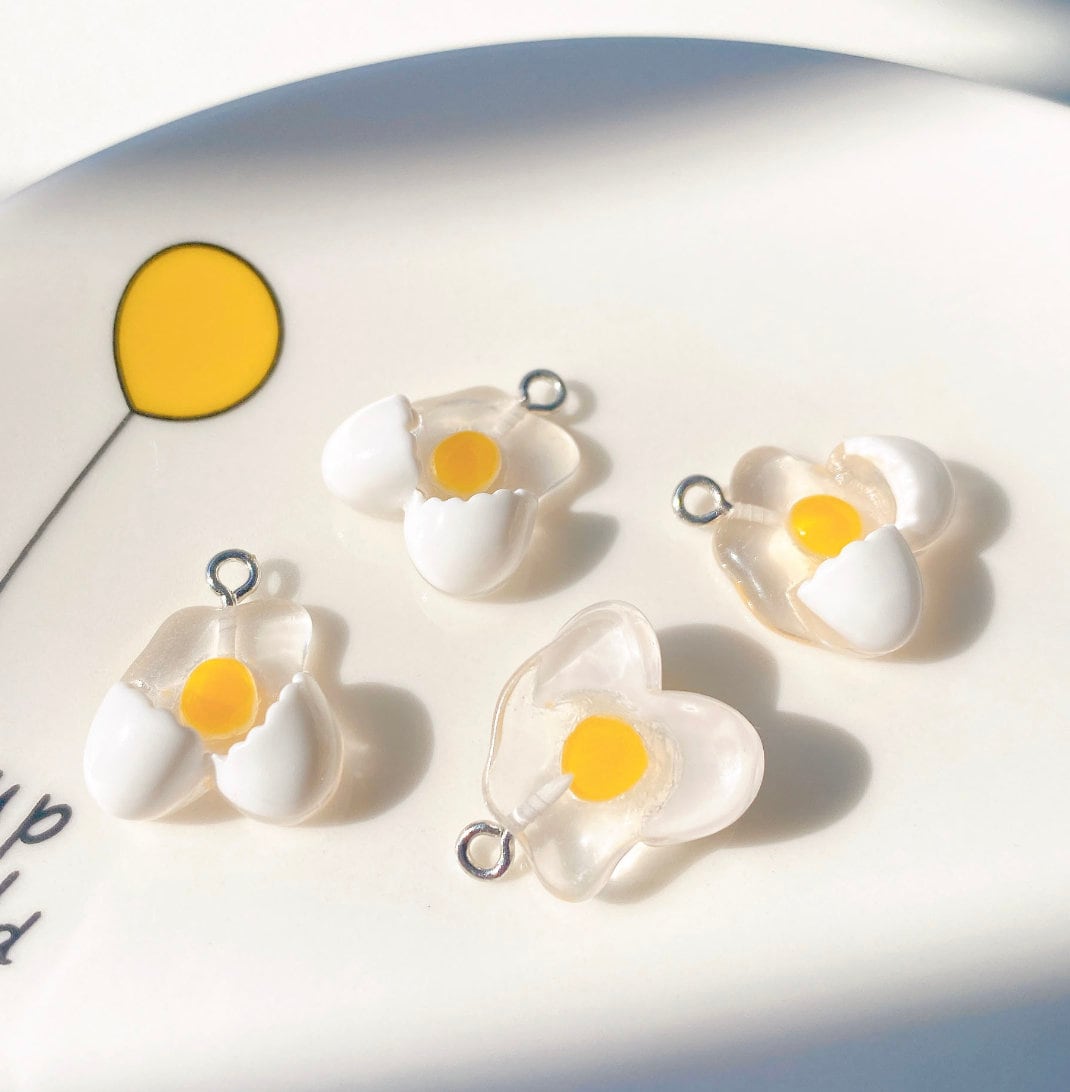 15mm x 16mm Broken Egg, Food Themed Resin Charms