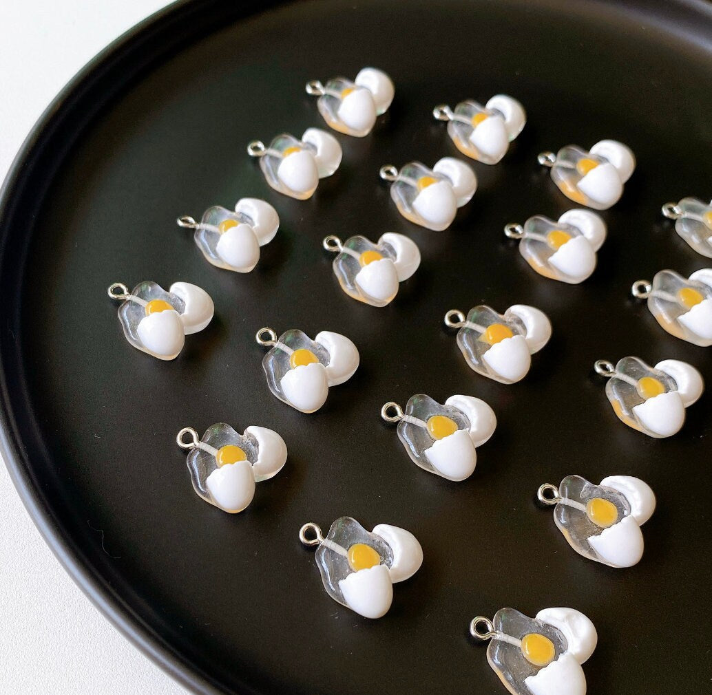 15mm x 16mm Broken Egg, Food Themed Resin Charms