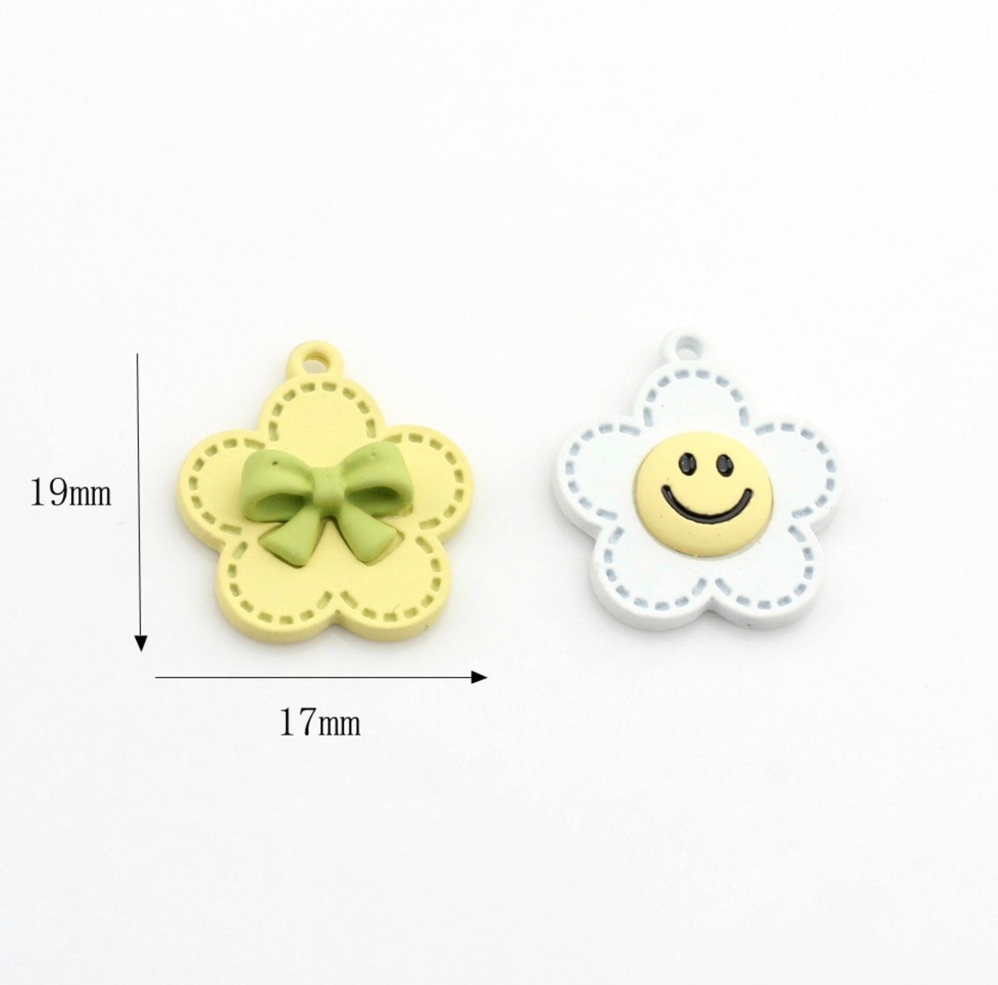19MM x 17MM Zinc Alloy Happy Flower and Bow Themed Floral Charms