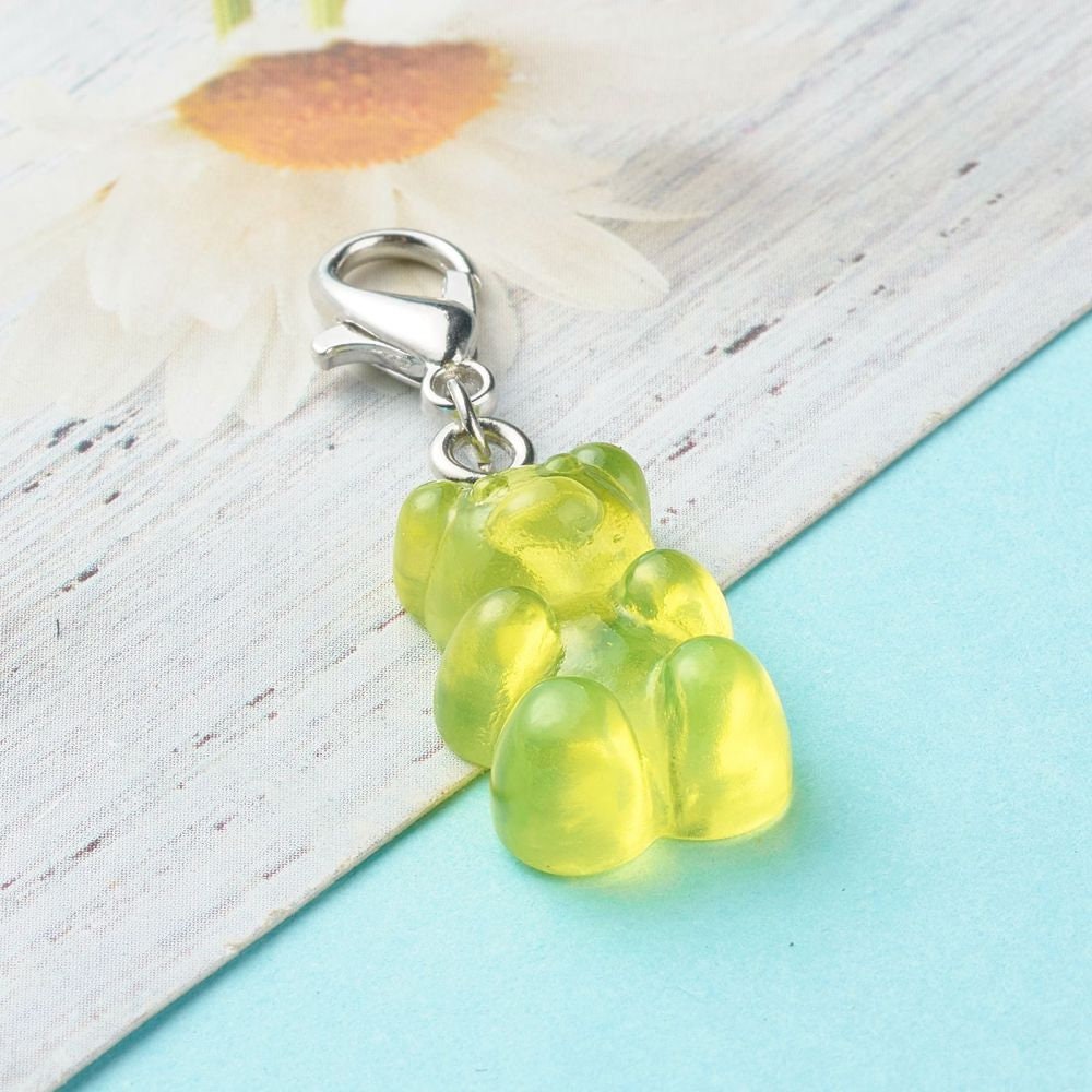 20MM Colorful Gummy Bear Charm with Lobster Clasp Charm