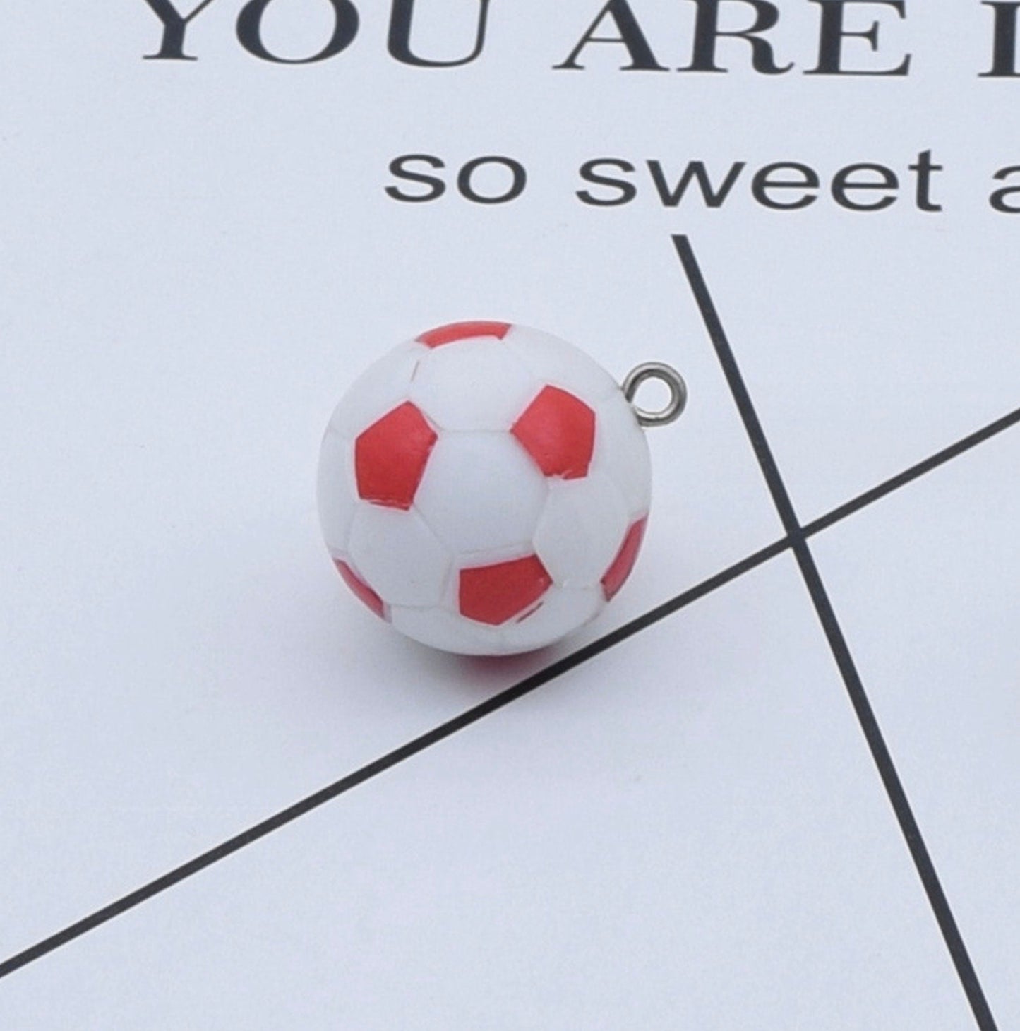 20MM Cute Soccer Ball Sport Charm with Silver Eye Pin