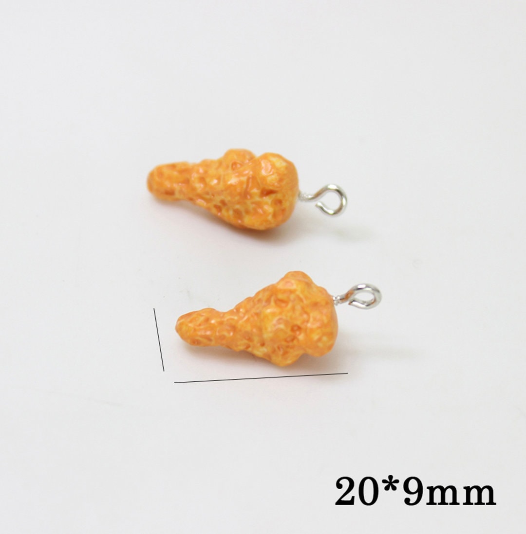 20MM x 9MM Fried Chicken Drumstick, Food Themed Resin Charms