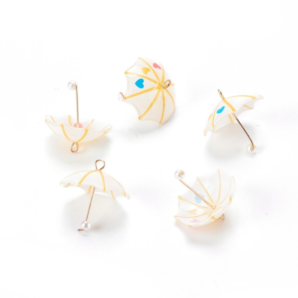 22MM Rainbow, Dots, Hearts, Resin Umbrella Charm