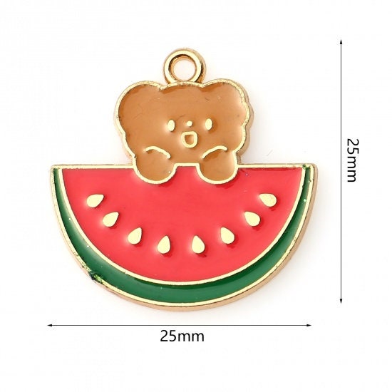 25MM Watermelon Bear Themed Enamel Charm