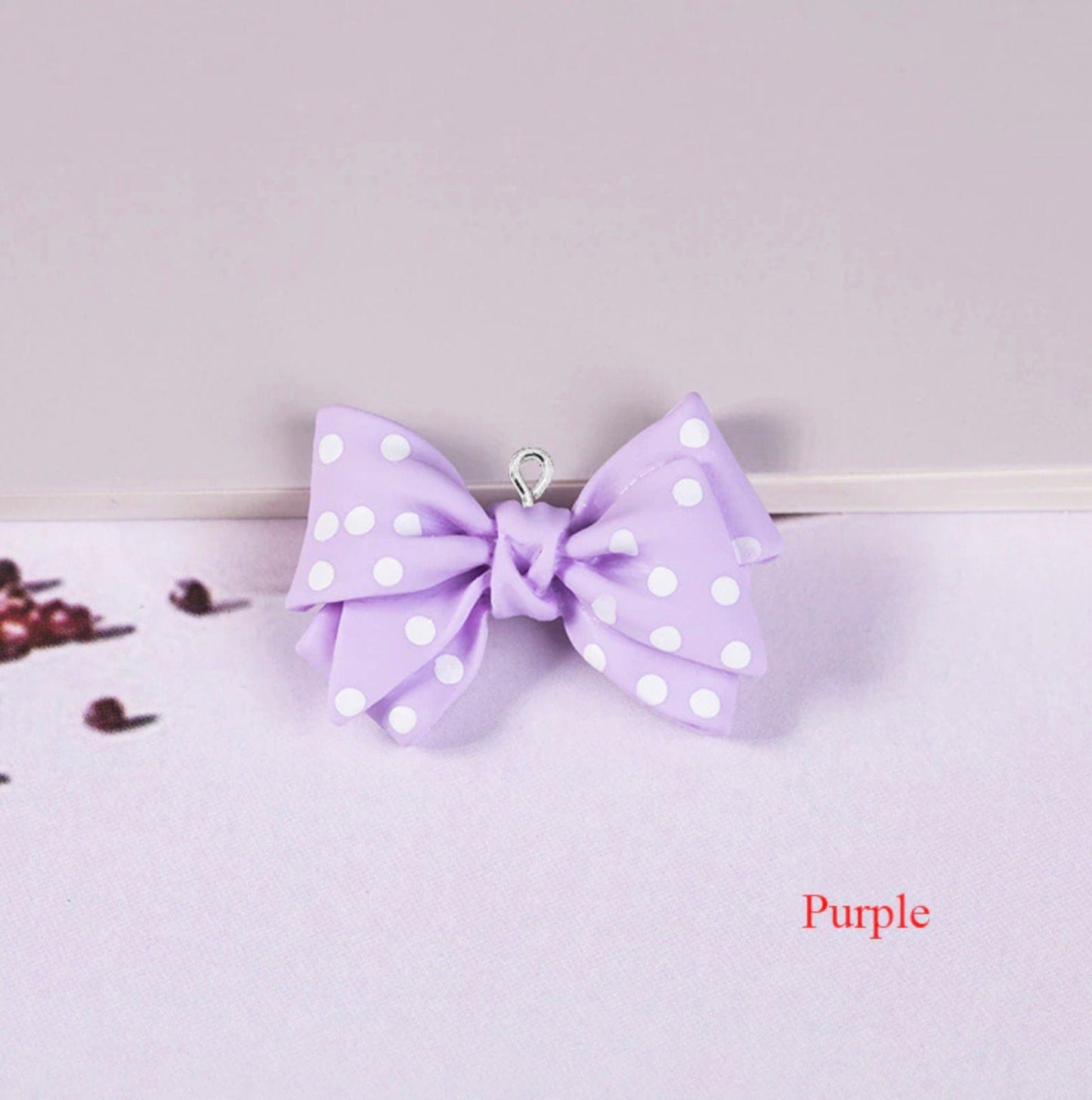 30MM x 20MM Acrylic Polka Dot Bow Charm