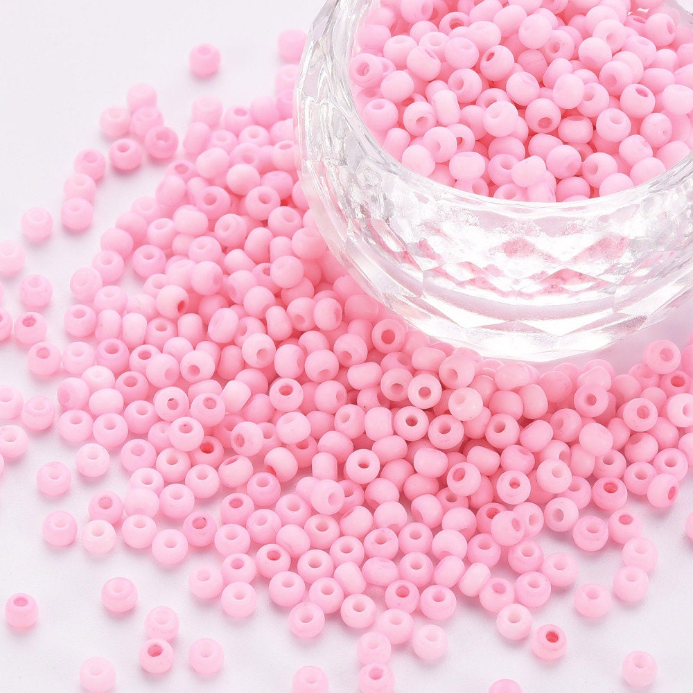 3MM Frosted Pink 8/0 Glass Seed Beads (S048-005)