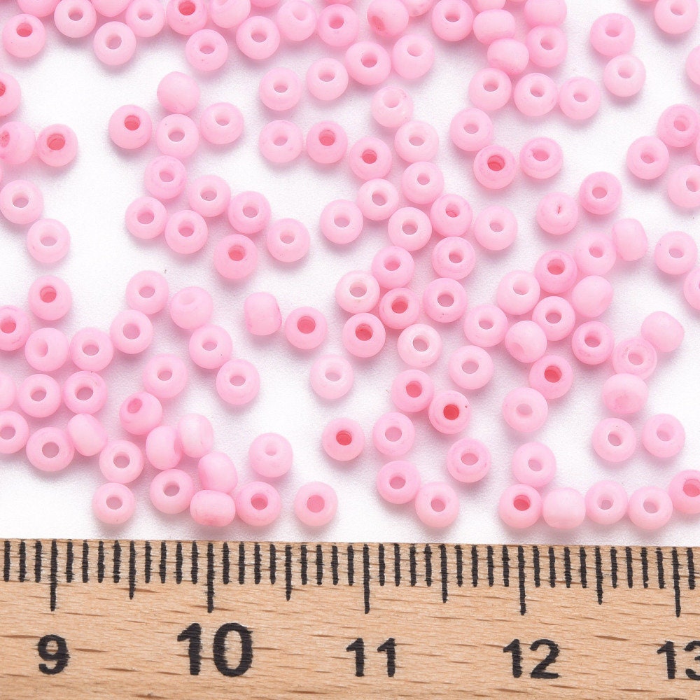 3MM Frosted Pink 8/0 Glass Seed Beads (S048-005)