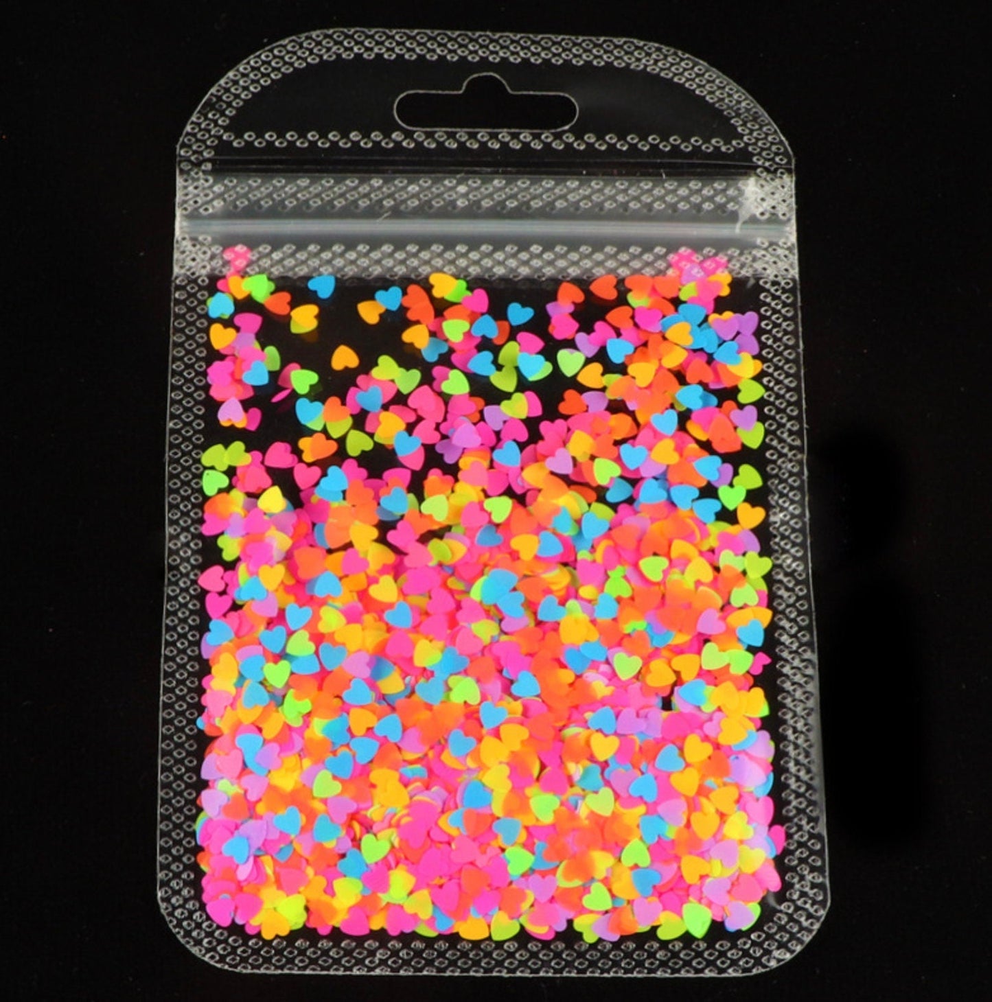 3MM Neon Solid Heart Glitter (2G Bag)