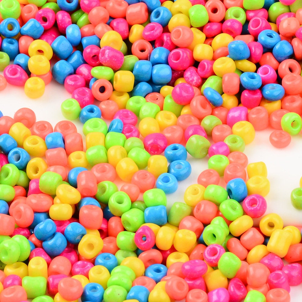 4MM Neon Mixed Color 6/0 Glass Seed Beads (T005-10)