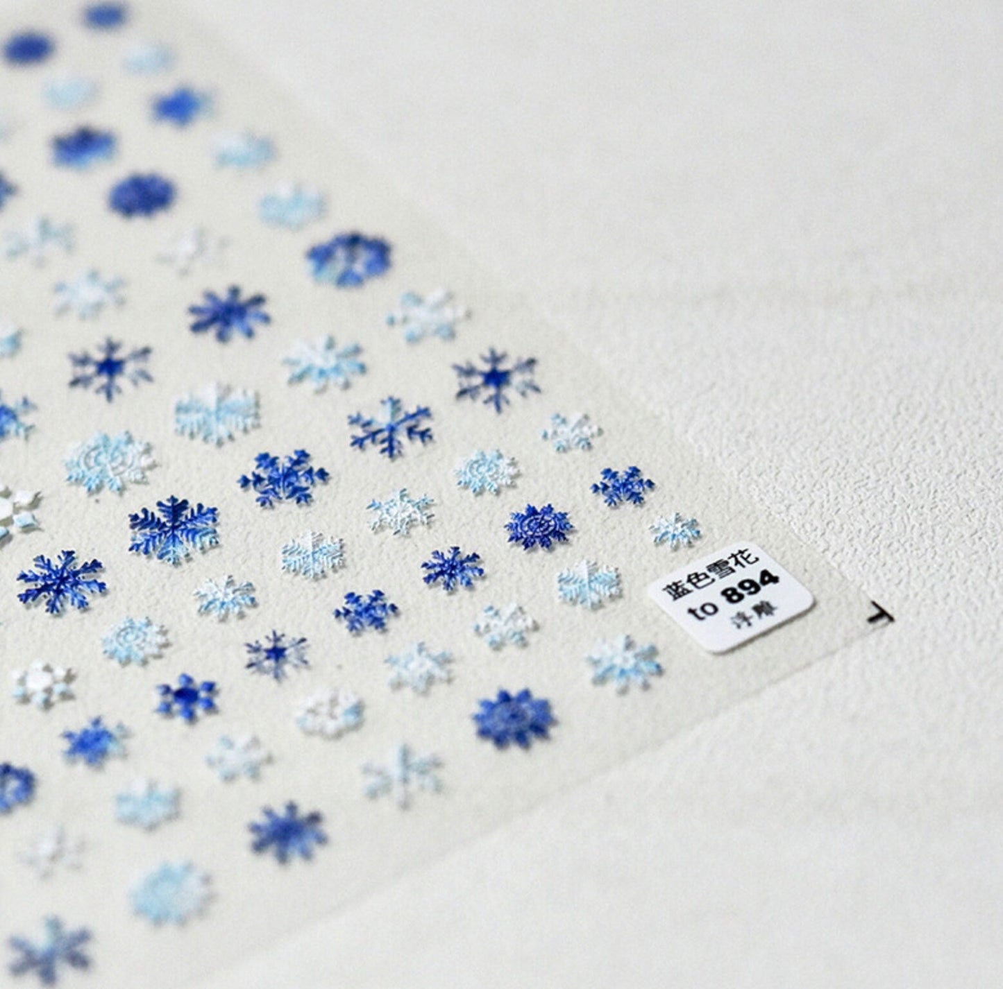 5D Blue White Snowflake, Winter Themed Nail Art Stickers (to894)
