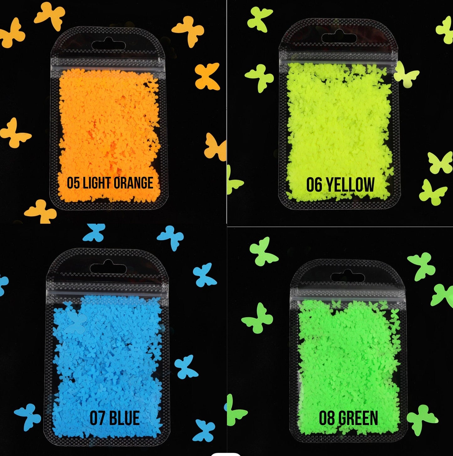 5MM Neon Full Butterfly Glitter (2G Bag)