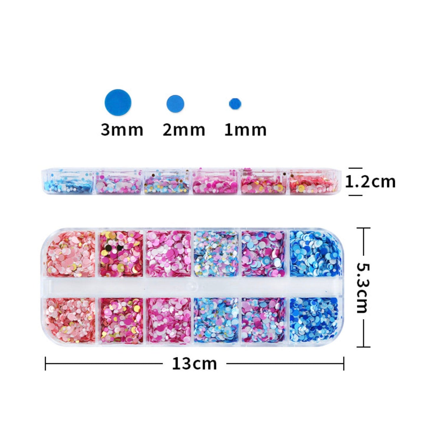 6 Color Round Polka Dot Mermaid Glitter Set (1MM-3MM Mix)