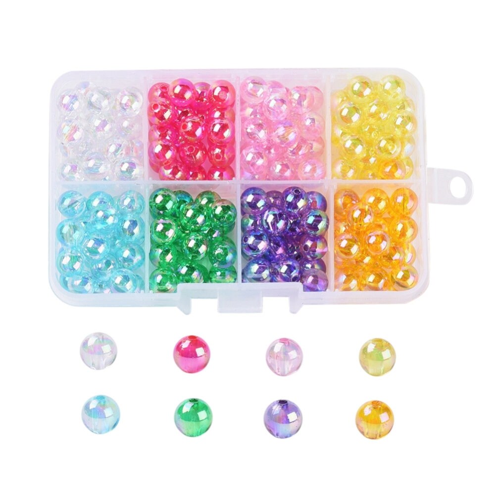8 Colors AB Colored Acrylic Round Bead Set (8MM)