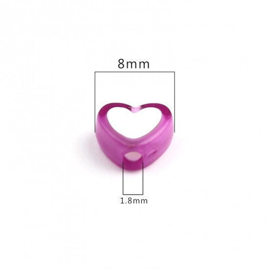 8MM Purple Acrylic Heart w/White Middle Spacer Beads with Vertical Hole