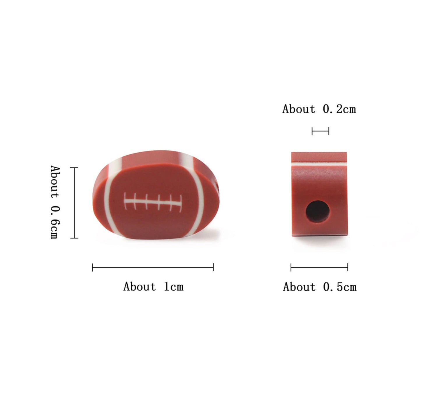 10MM American Football, Sports Themed Polymer Clay Beads