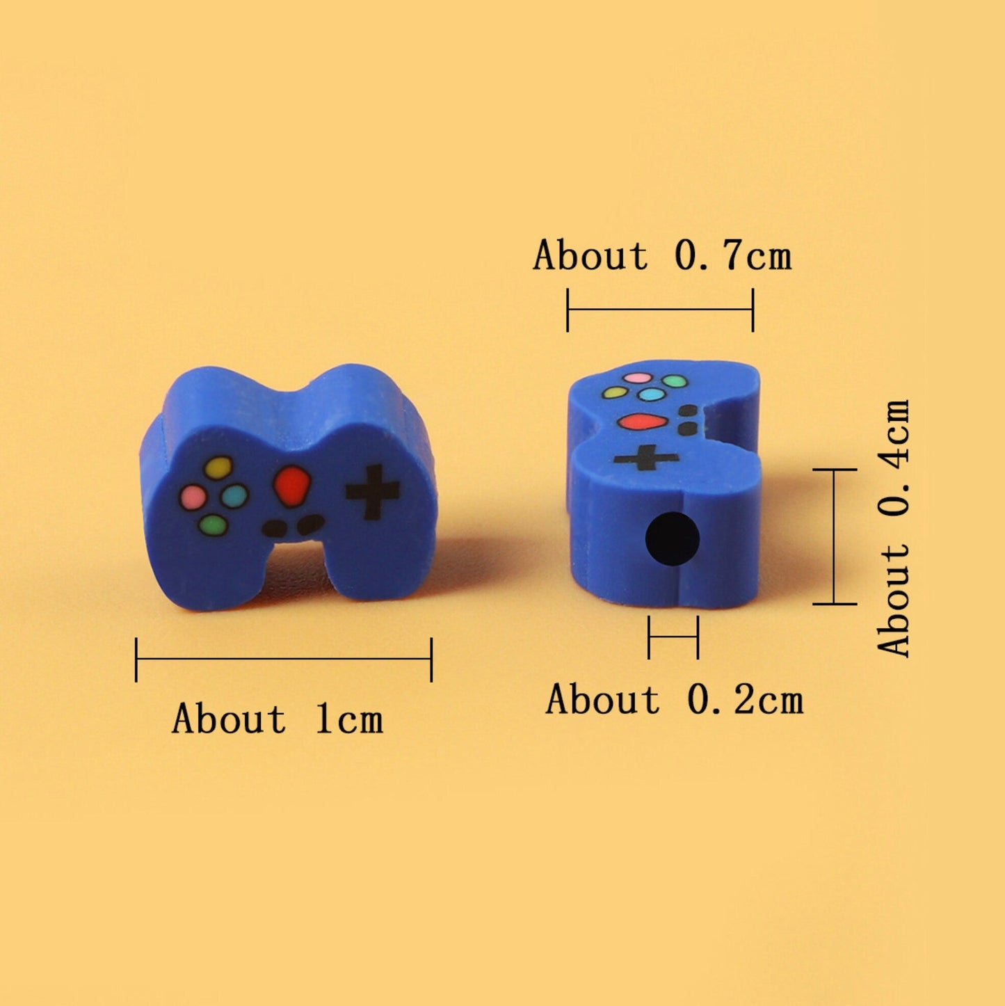10MM Blue Game Controller, Gaming Themed Polymer Clay Beads