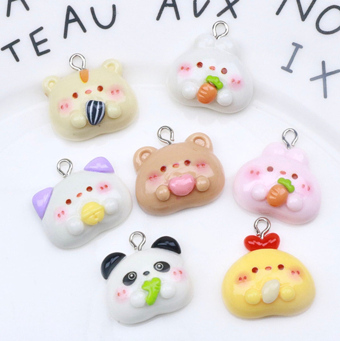Chibi Animals (Hamster, Bunny, Panda, Chicken, Cat, Bear) Resin Themed Charms