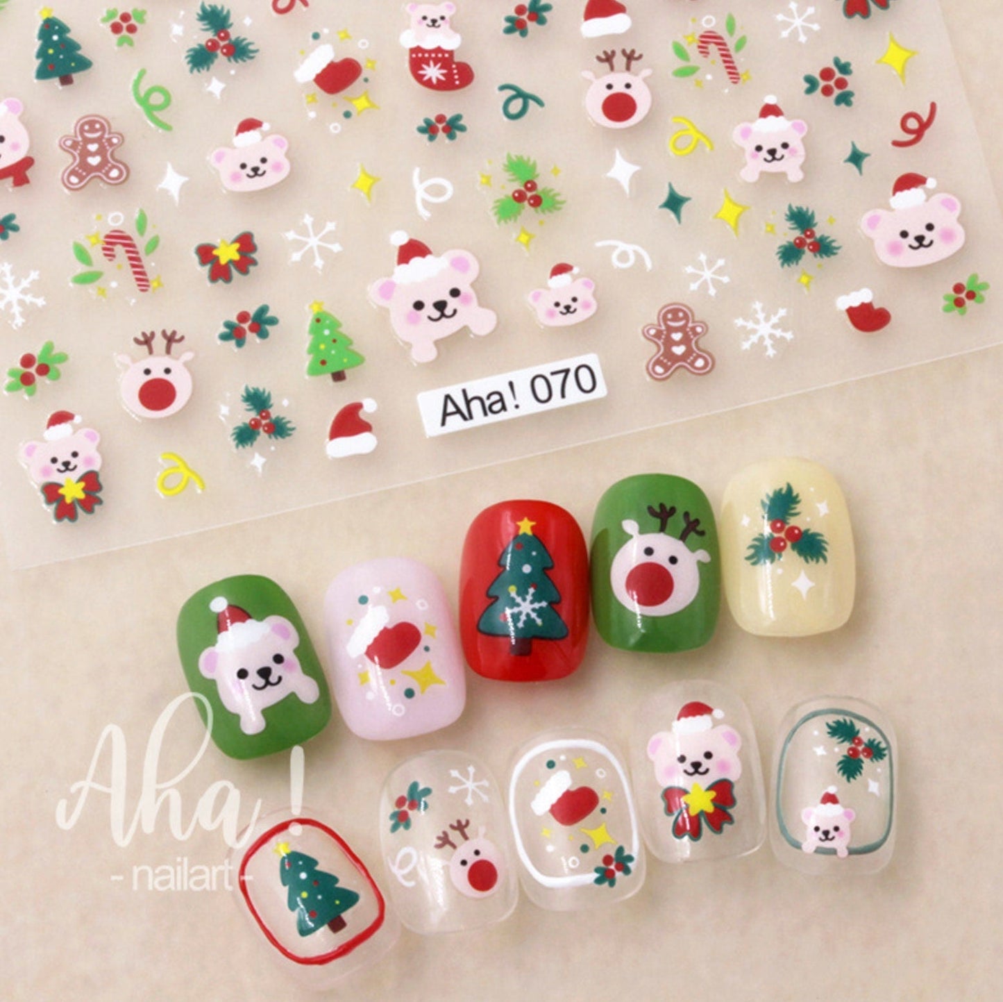 Christmas Nail Art Stickers (Reindeer, Snowman, Santa, Bears,Cookies)