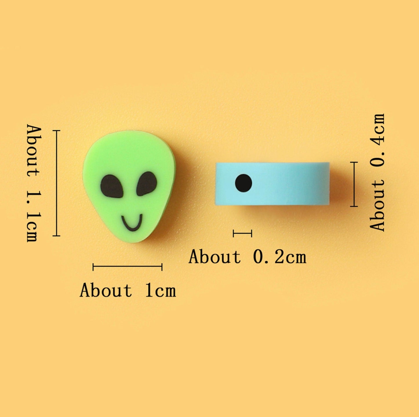 10MM Colorful Alien Head, Space Themed Polymer Clay Beads