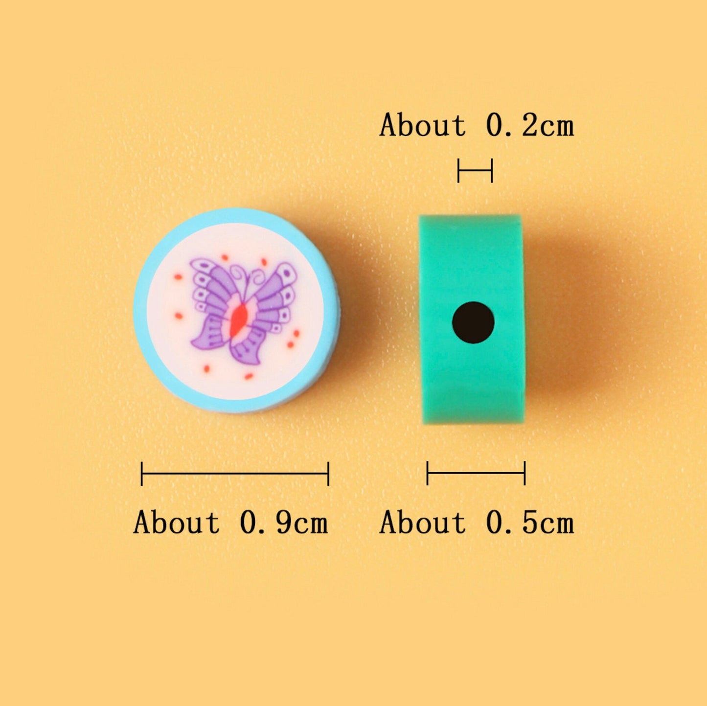 10MM Colorful Butterflies, Animal/Insect Polymer Clay Beads