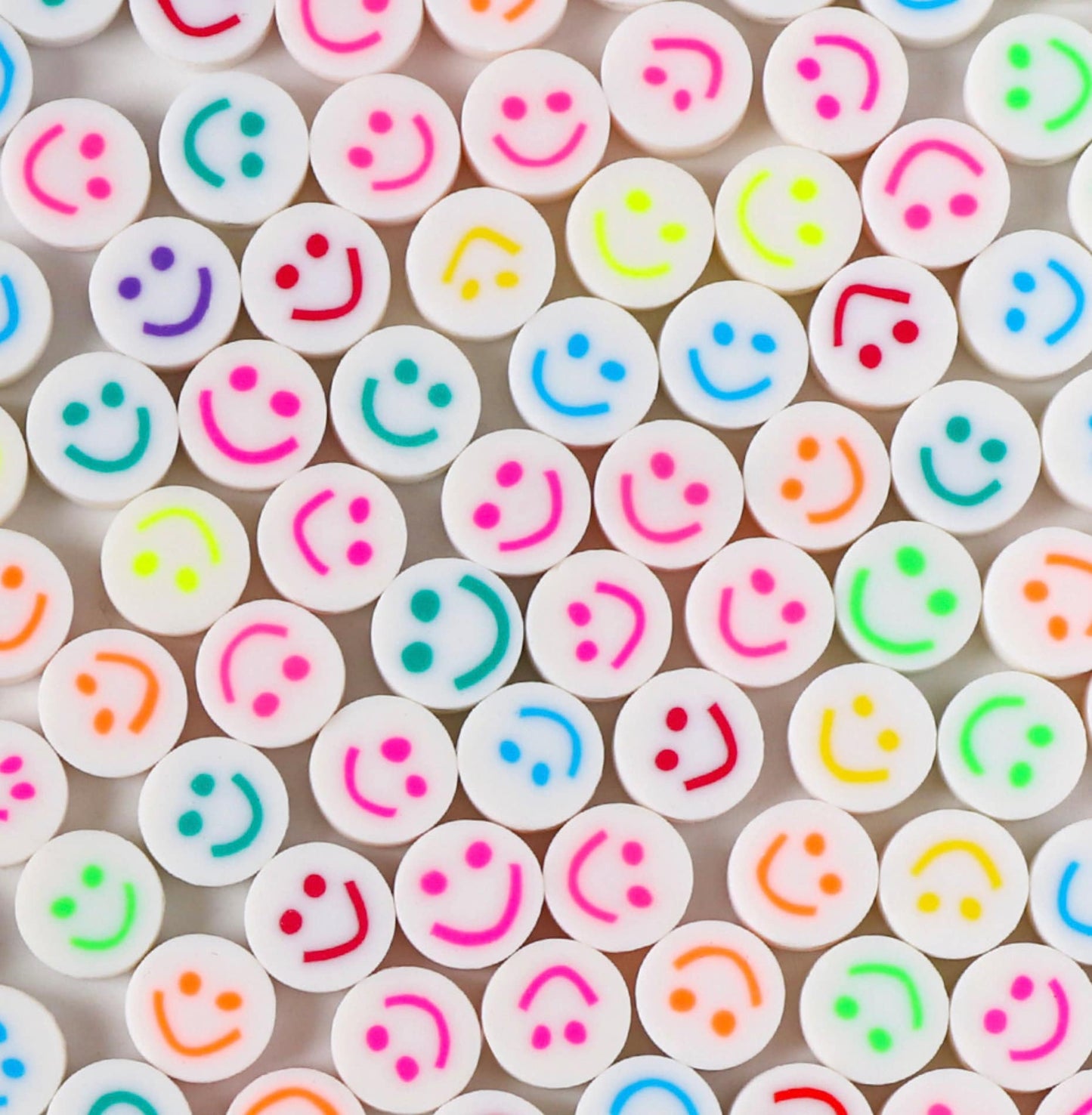 10MM Colorful Smiley Face Themed Polymer Clay Beads