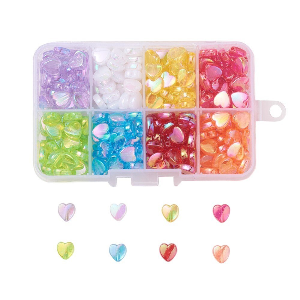 8MM Cute AB Colored Heart Bead Set (320 pcs per box)