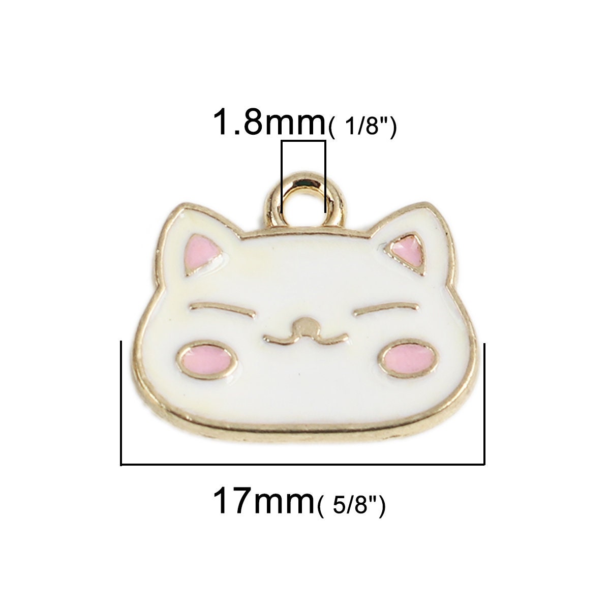 Cute Blushing Cat Face Enamel Zinc Alloy Charm Oil Drop Style Pendant