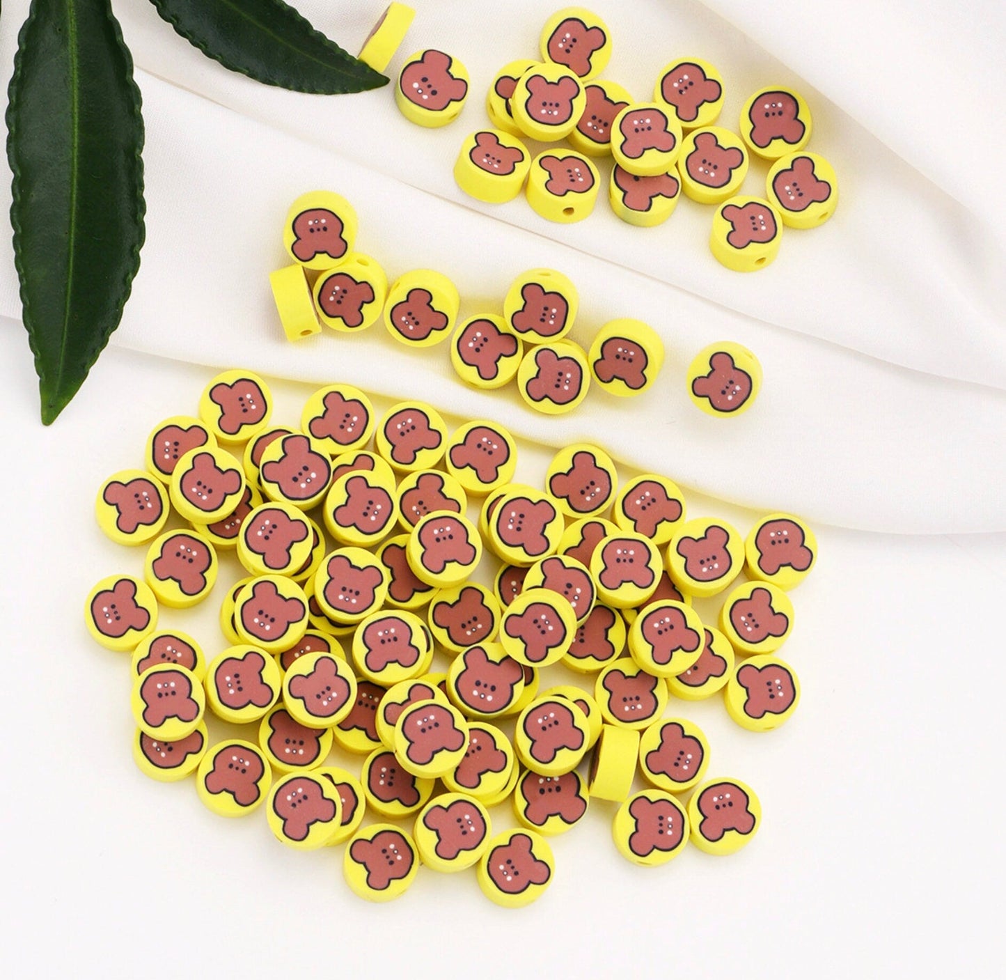 9MM Cute Brown Bear, Animal Themed Polymer Clay Beads