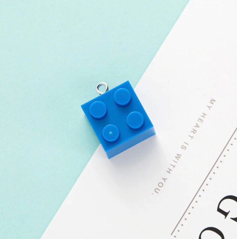 Cute Colorful Square Building Block Charm Pendant (1.5cm x 1.5cm)