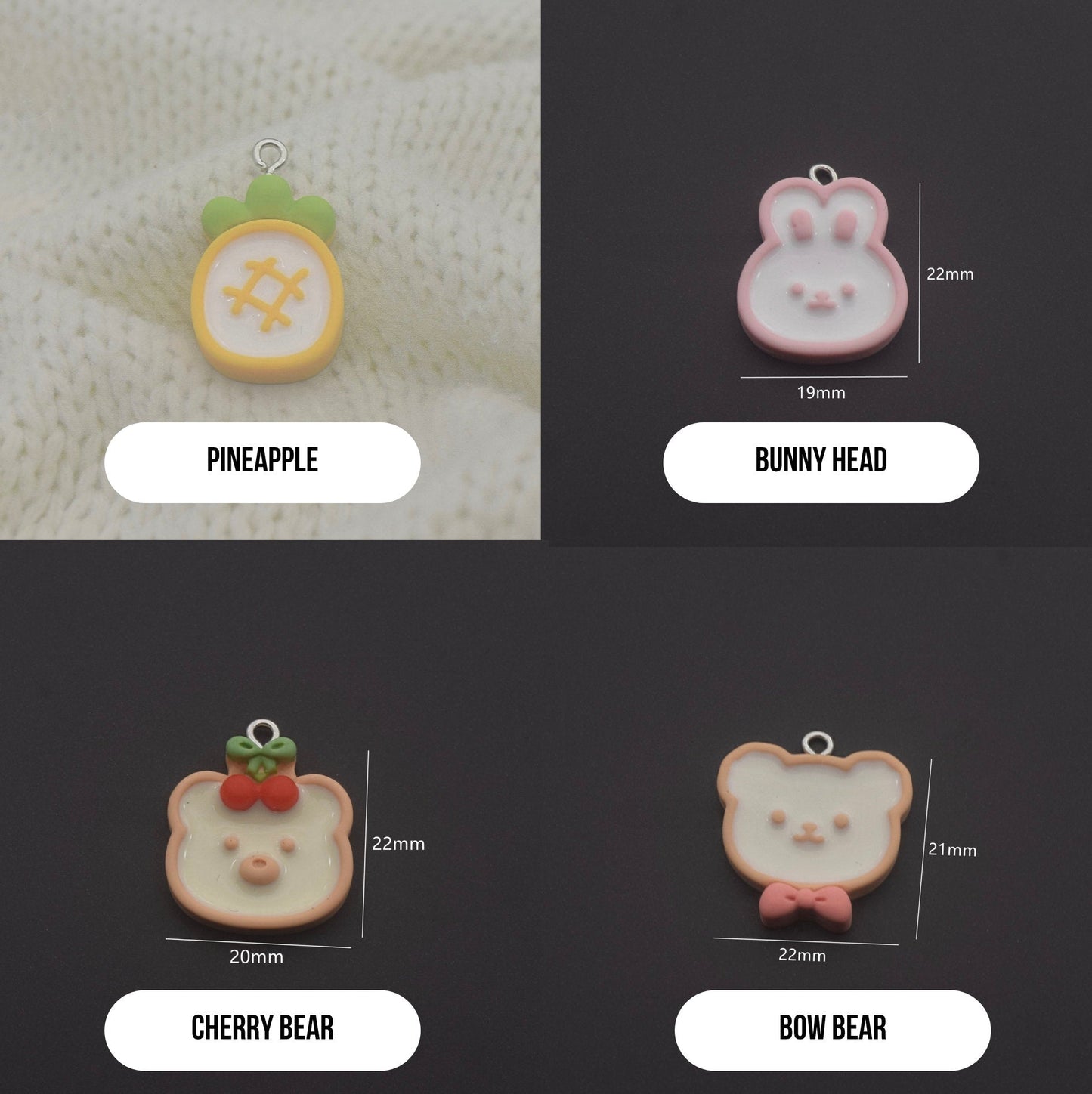 Cute Mixed Theme Resin Charm (Bunny, Bear, Ice Cream, Cake, Fruit Themed)