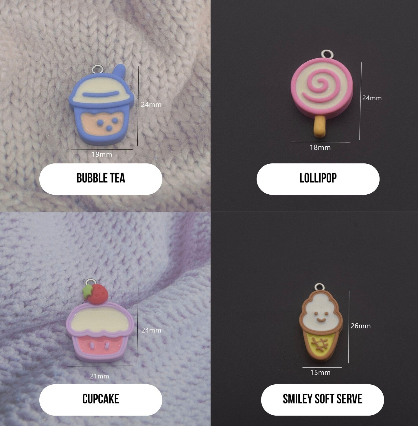 Cute Mixed Theme Resin Charm (Bunny, Bear, Ice Cream, Cake, Fruit Themed)