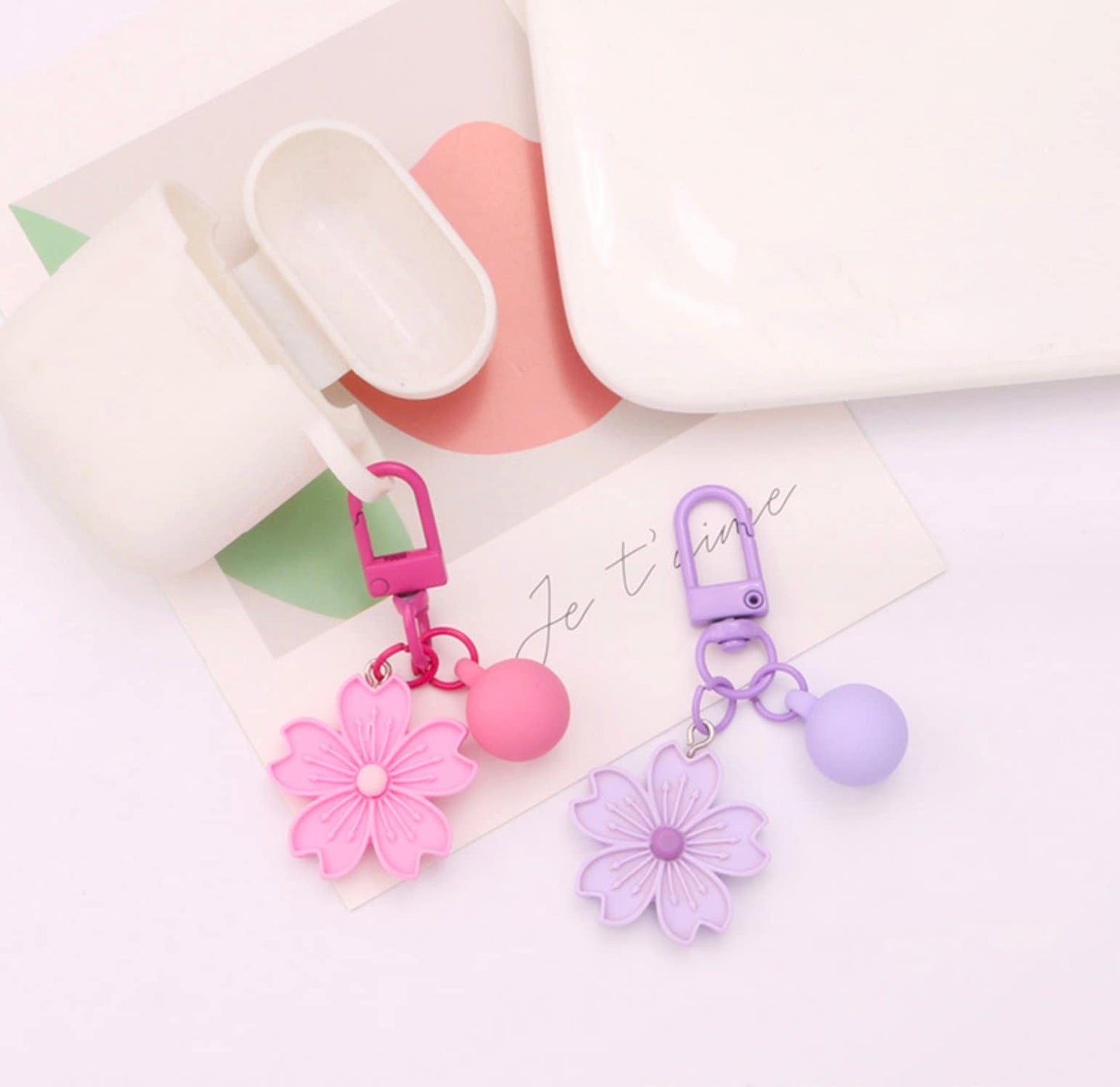 Cute Sakura Flower with Bead Themed, Keychain, Key ring