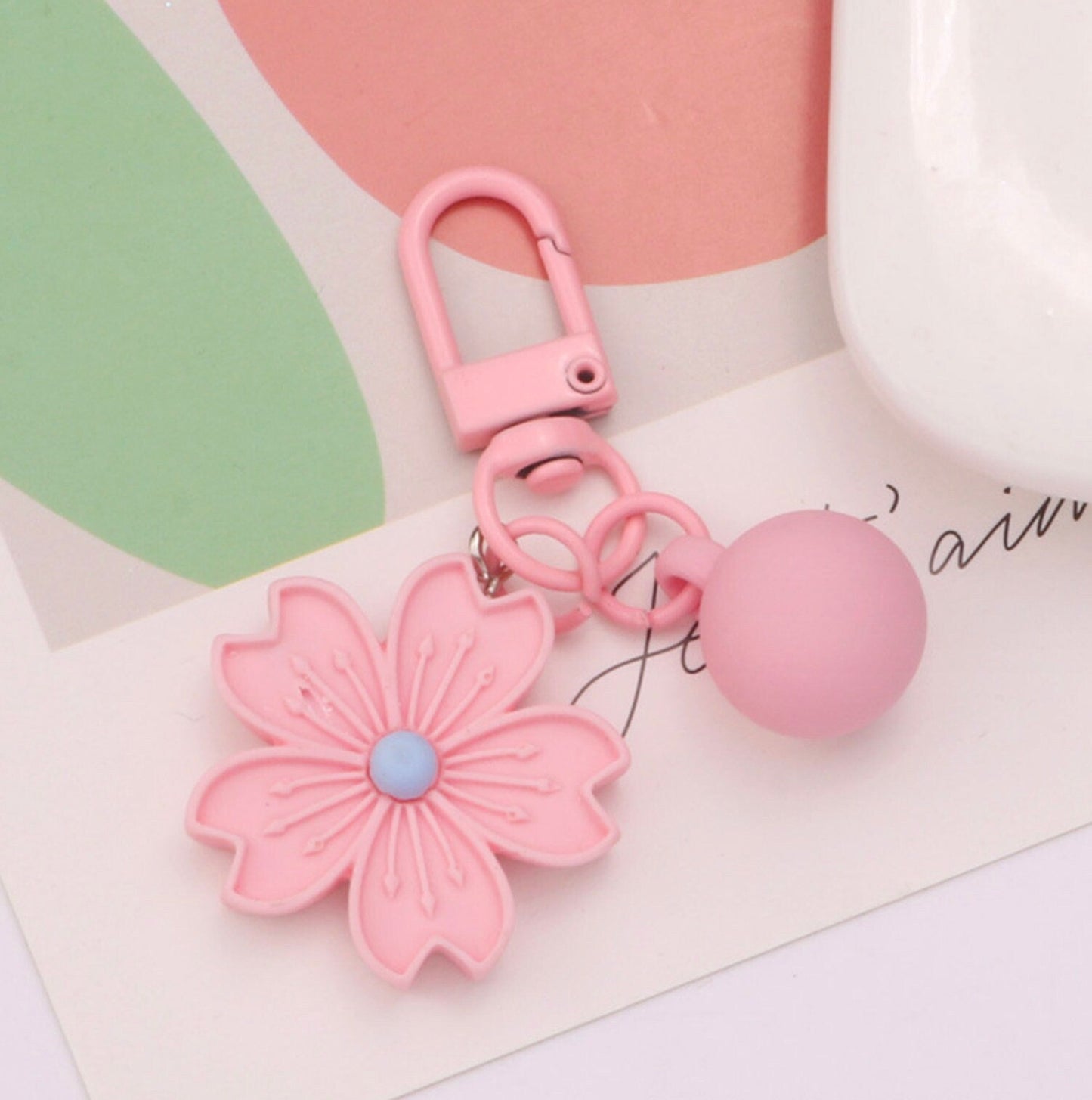 Cute Sakura Flower with Bead Themed, Keychain, Key ring