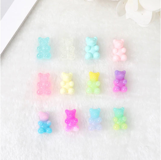 10MM x 16MM Solid Colored Pastel Gummy Bear Beads with Vertical Hole