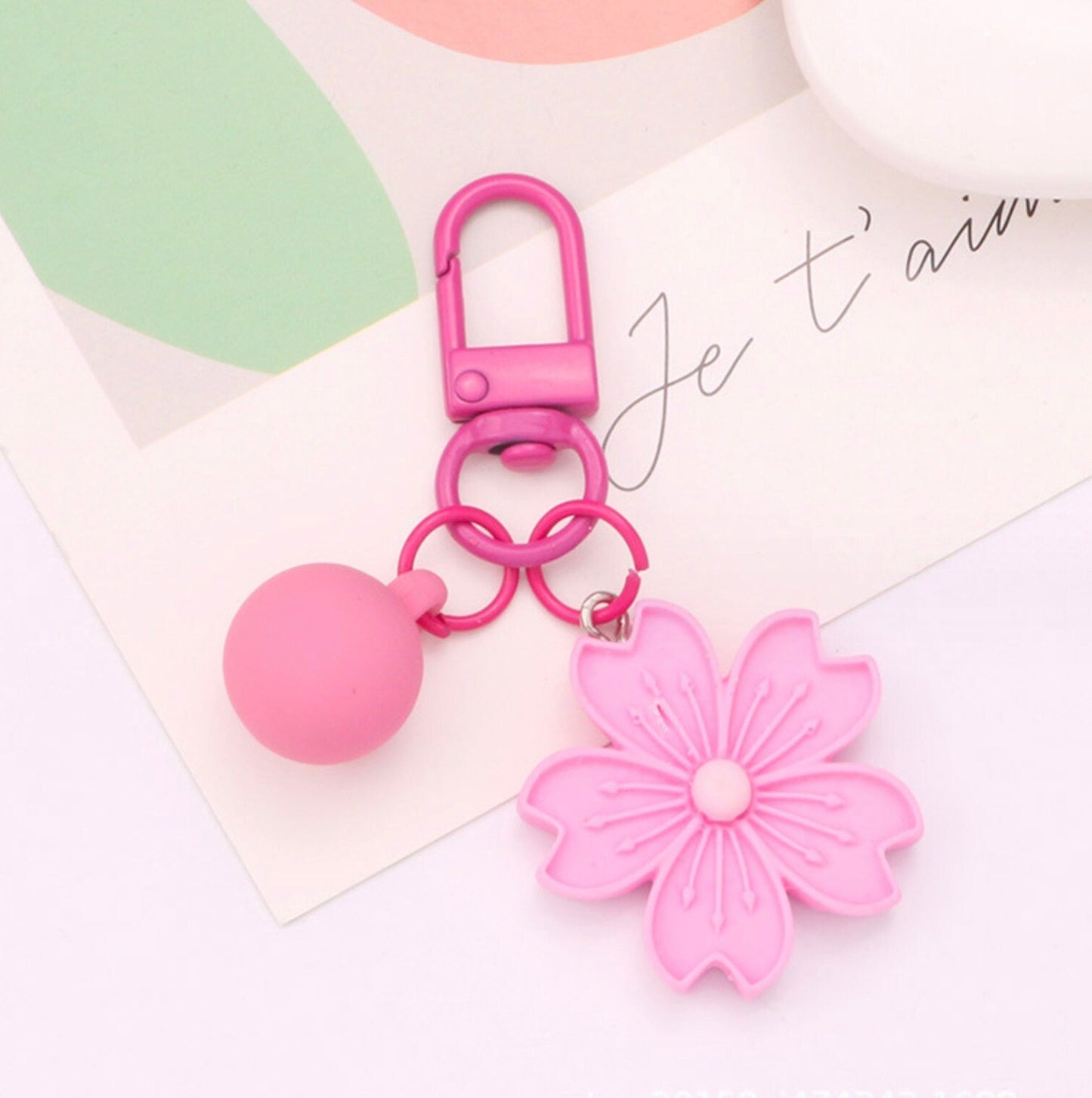 Cute Sakura Flower with Bead Themed, Keychain, Key ring