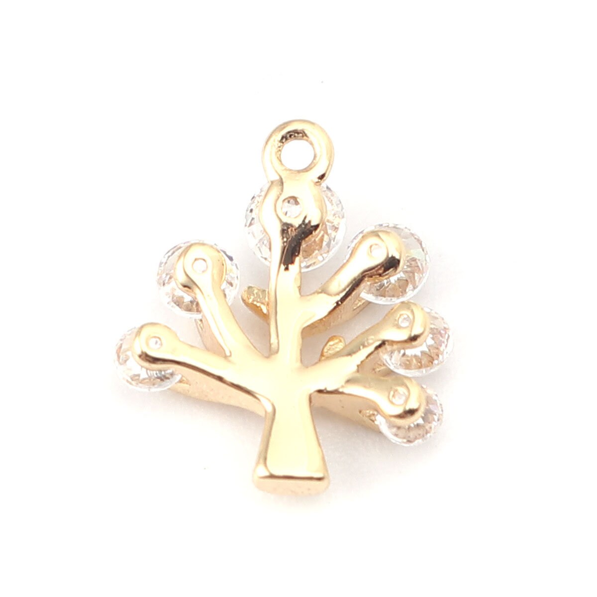 Cute Tree Rhinestone 18K GOLD PLATED Charm (12MM x 10MM) Style Pendant