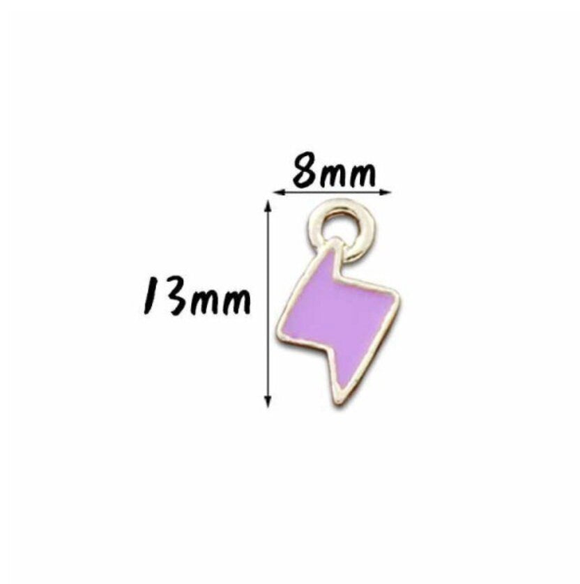 Cute Wide Lightning Bolt Enamel Zinc Alloy Charm Oil Drop Style (13MM x 8MM)