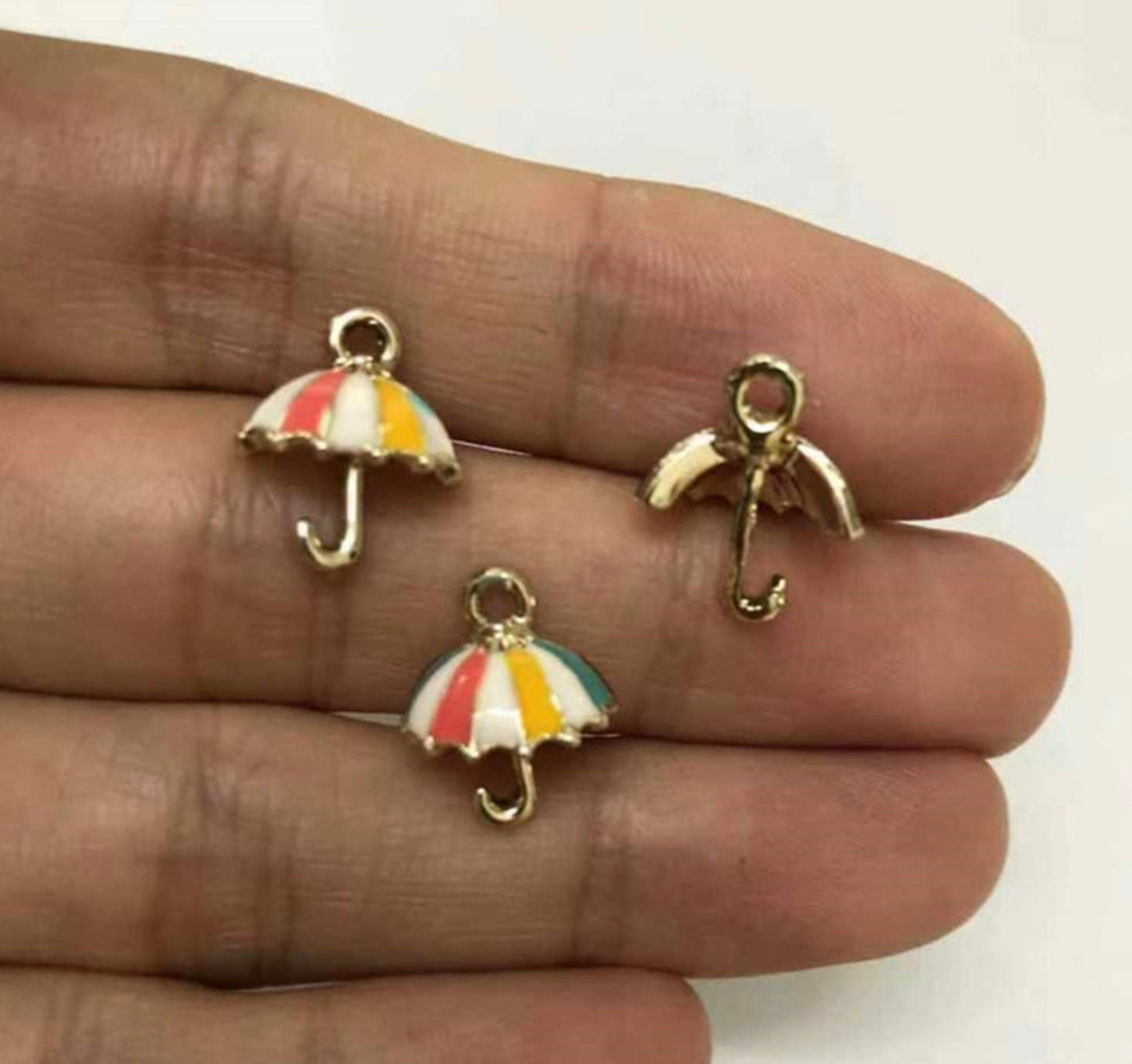 Enamel Half Umbrella Charms (10mm x 17mm)