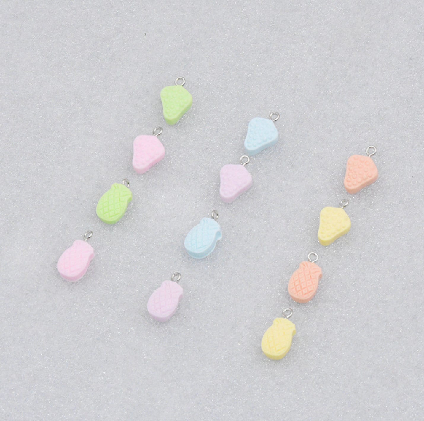 Fake Candy Vitamin Shaped Strawberry and Pineapple Charms (10-12mm x 15mm)