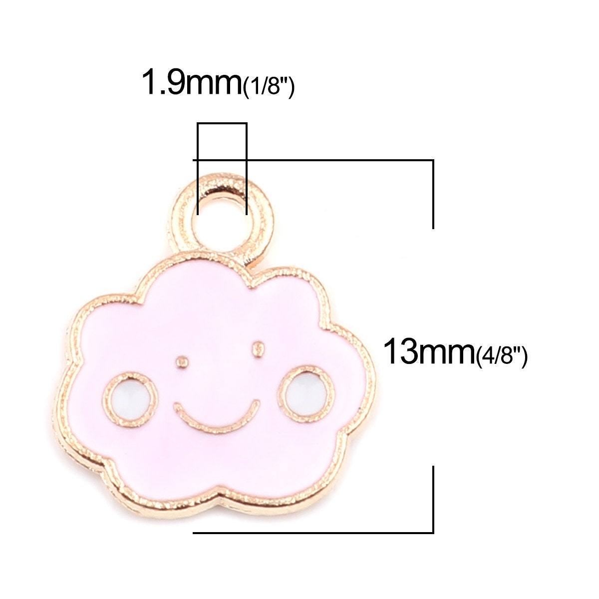 Happy Cloud Enamel Zinc Alloy Charm (13mm x 12mm, Hole: 1.9mm)