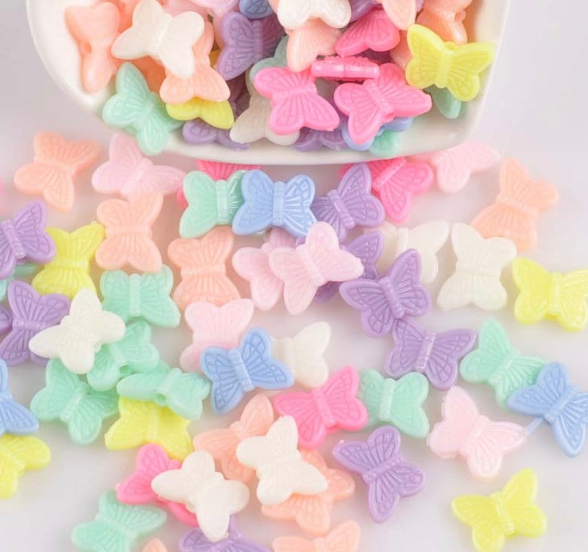 11MM Light/Dark Pastel Acrylic Butterfly Spacer Beads