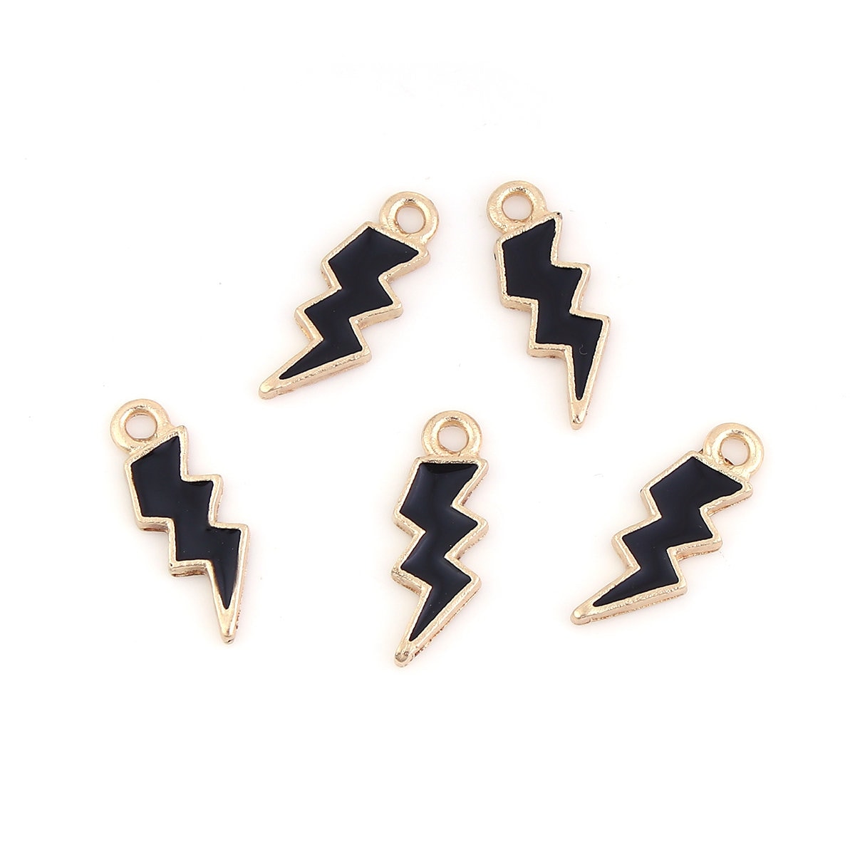Lightning Bolt Enamel Zinc Alloy Charm (21mm x 7mm, Hole: 2mm)