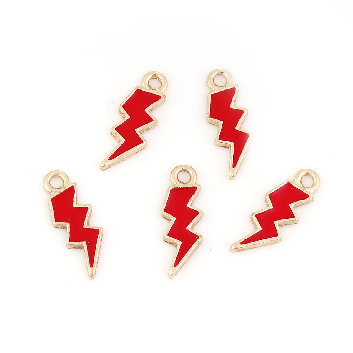 Lightning Bolt Enamel Zinc Alloy Charm (21mm x 7mm, Hole: 2mm)