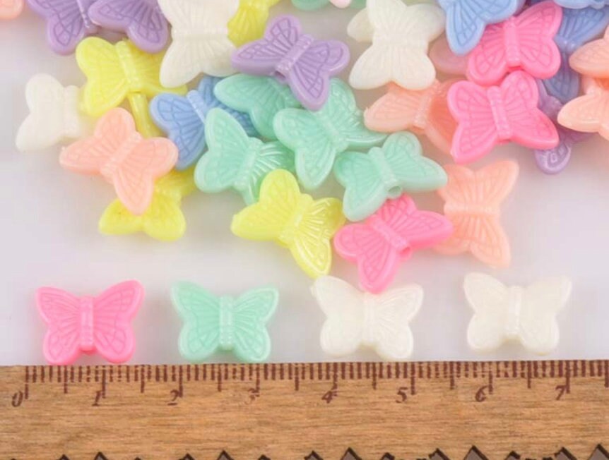 11MM Light/Dark Pastel Acrylic Butterfly Spacer Beads