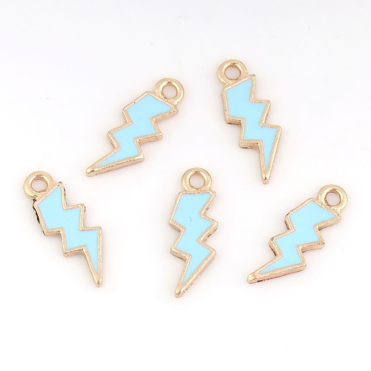 Lightning Bolt Enamel Zinc Alloy Charm (21mm x 7mm, Hole: 2mm)
